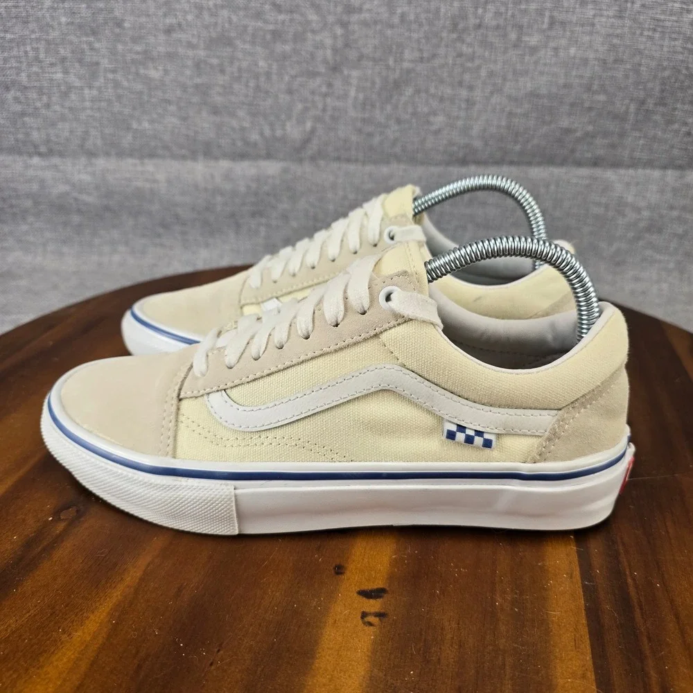 Vans Skate Old Skool‎ Off White Cream Suede Canvas PopCush Mens 6.5 Sneakers